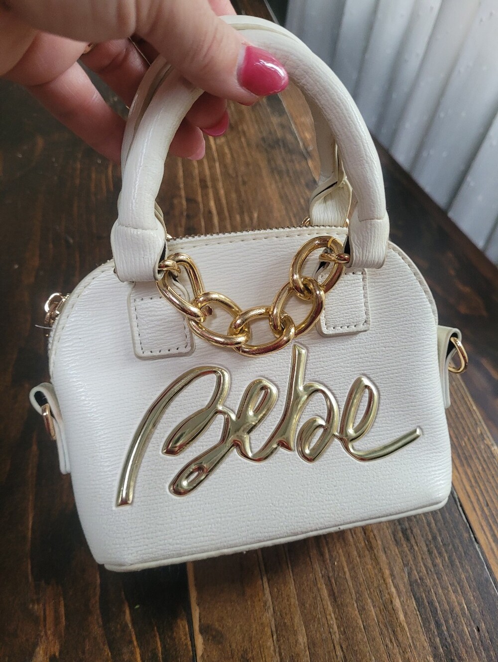 Bebe Mini Bag Y2K White Gold Chain Detail